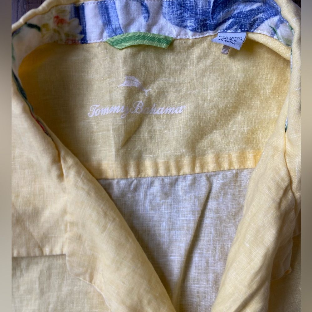 Tommy Bahama Pale Yellow Linen Camp Shirt